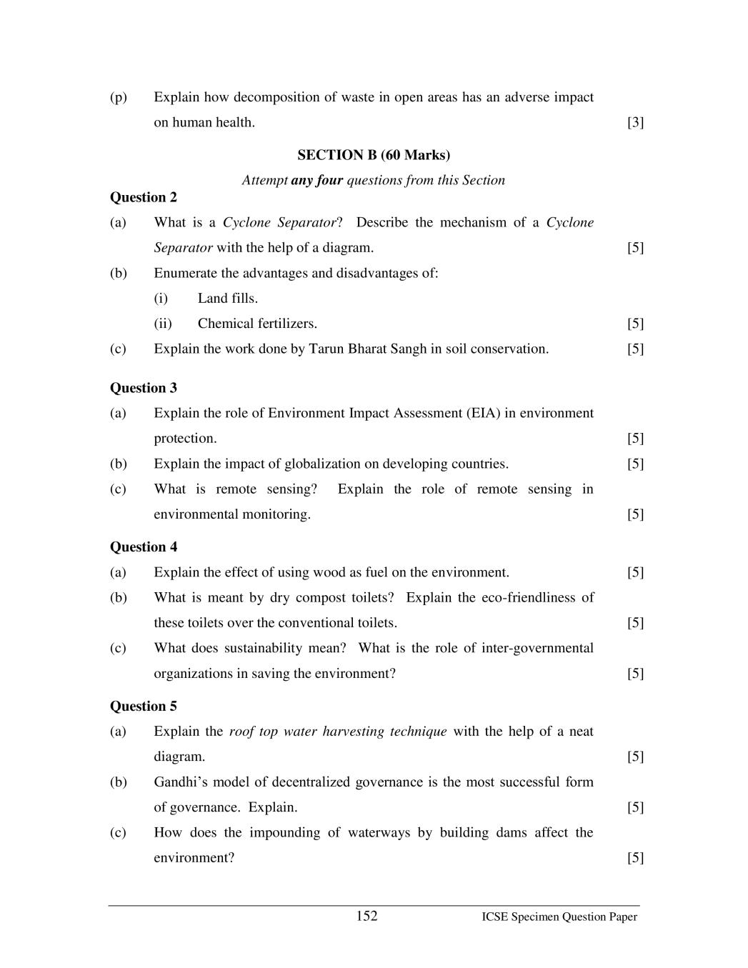 ICSE Class 10 Sample Paper 2020 – Environmental Applications | AglaSem ...