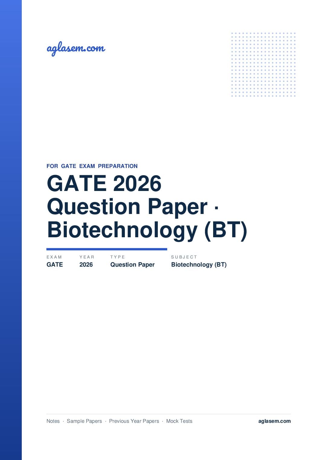 GATE 2026 Question Paper Biotechnology (BT) - Page 1 of 36
