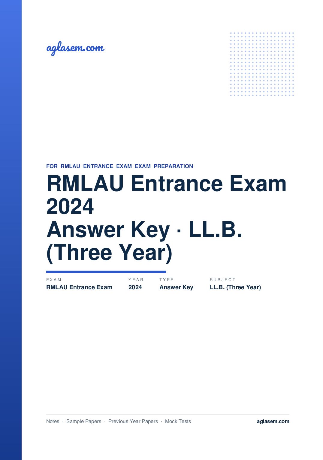 RMLAU Entrance Exam 2024 Answer Key LL.B. (Three Year) - Page 1 of 2