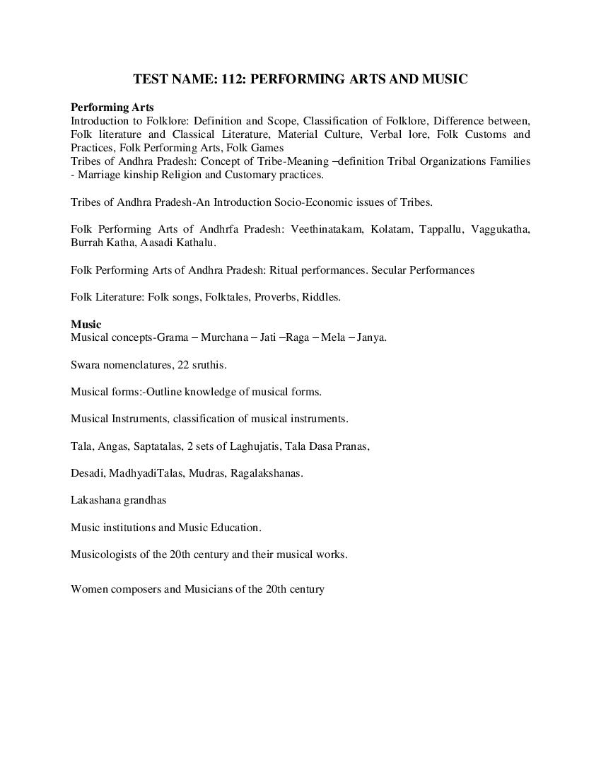 AP PGCET 2023 Syllabus Performing Arts and Music - Page 1