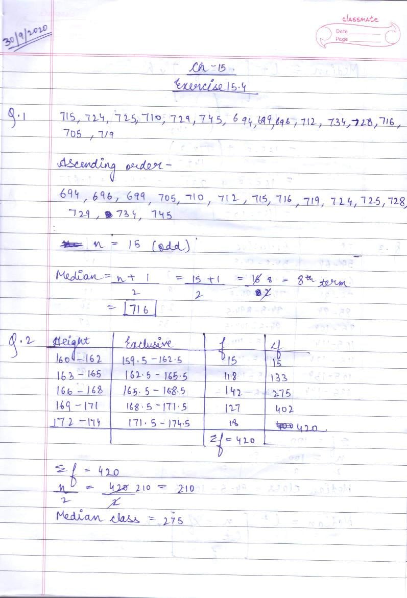 RD Sharma Solutions Class 10 Chapter 15 Statistics Exercise 15.4 - Page 1