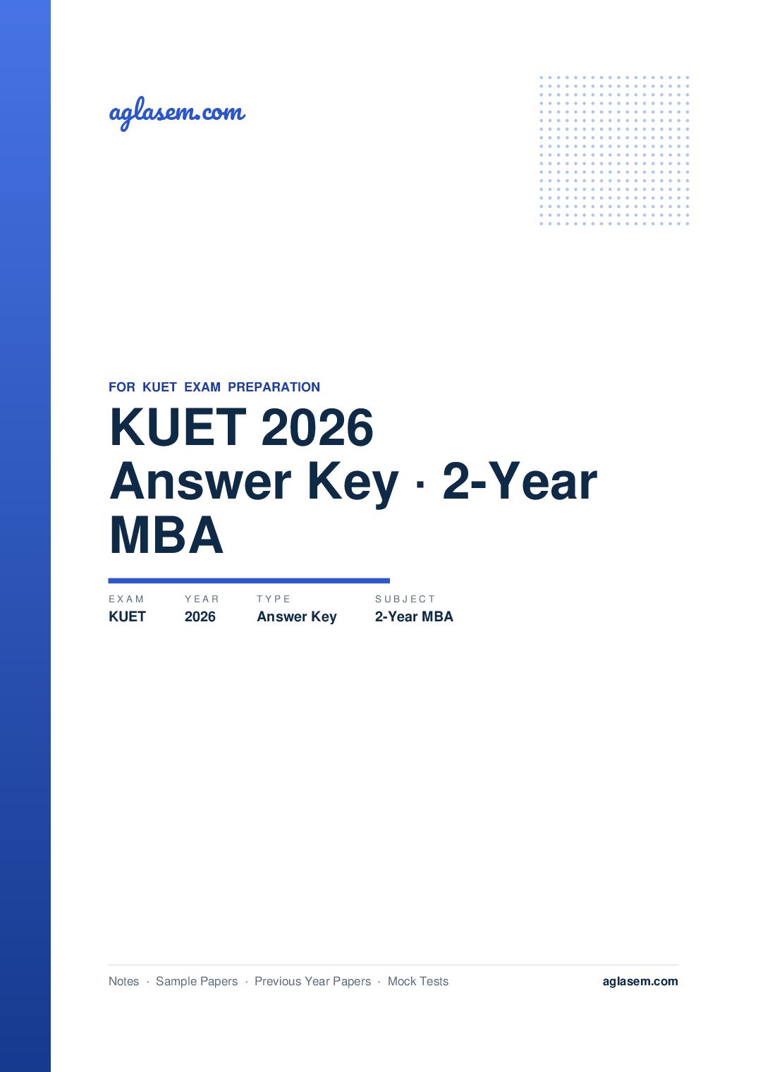 KUET 2026 Answer Key 2-Year MBA - Page 1 of 4