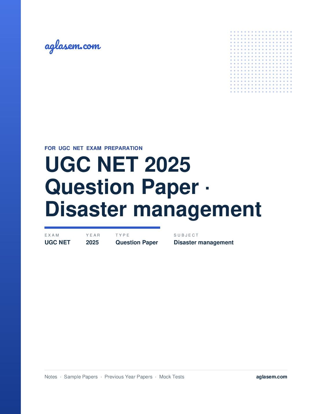 UGC NET 2025 Question Paper Disaster management - Page 1 of 136