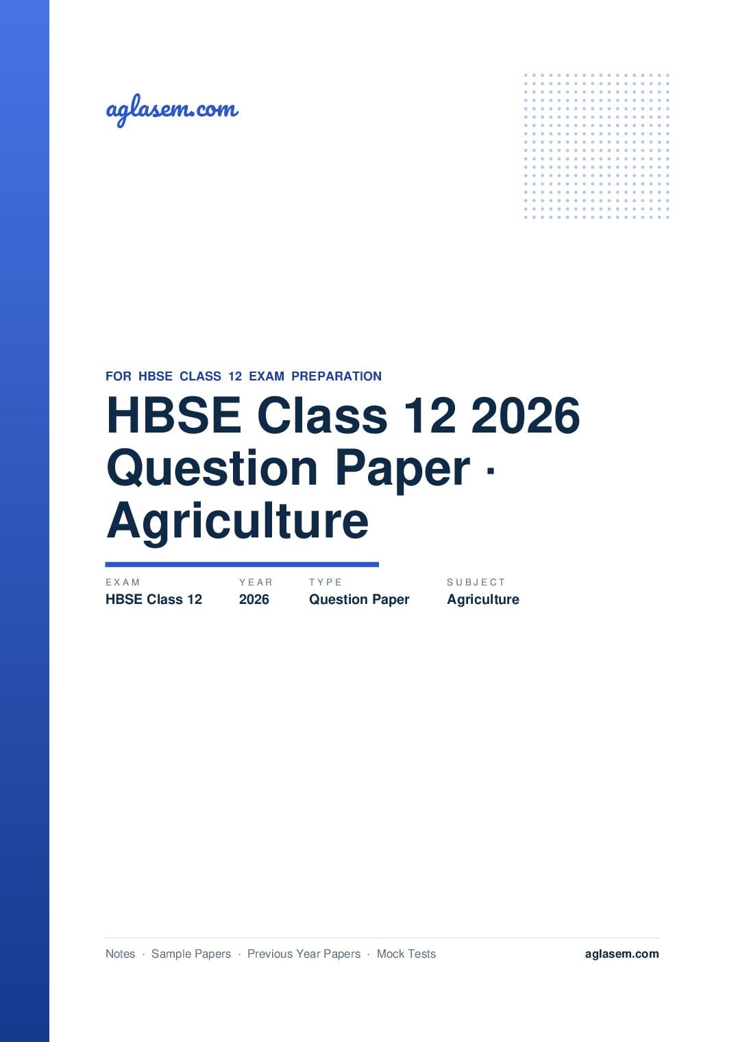 HBSE Class 12 Question Paper 2026 Agriculture - Page 1 of 9