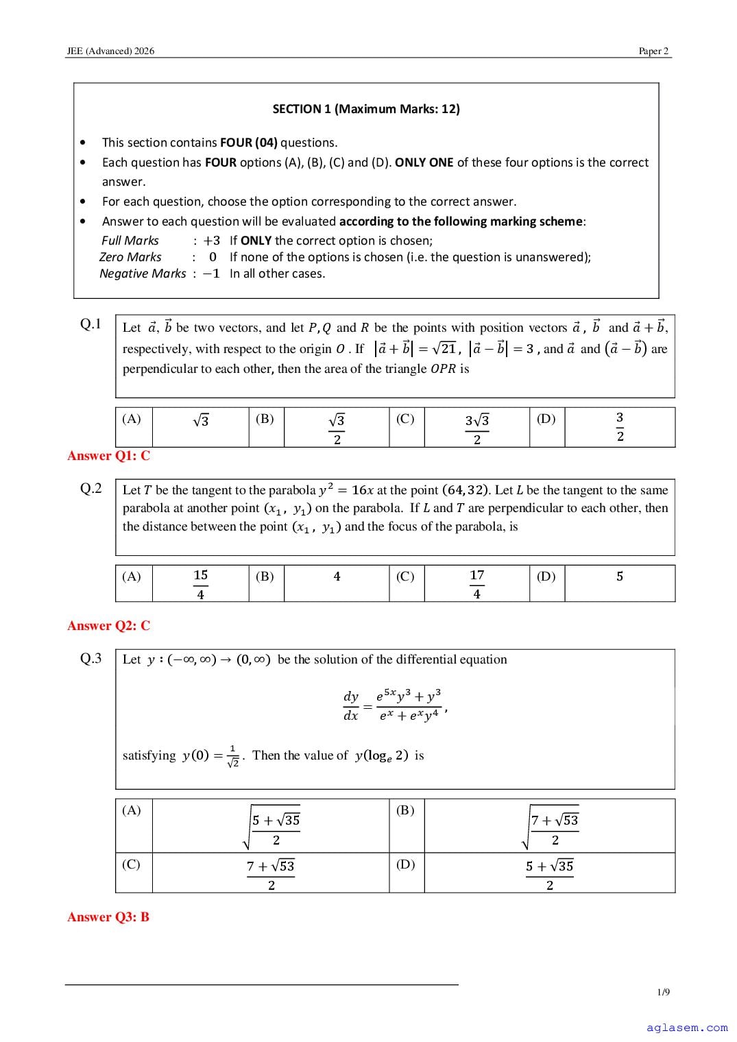 JEE Advanced 2026 Paper 2 Answer Key - Page 1 of 30