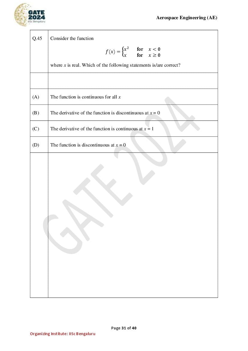 GATE 2024 Question Papers PDF with Answer Keys (38 Papers)
