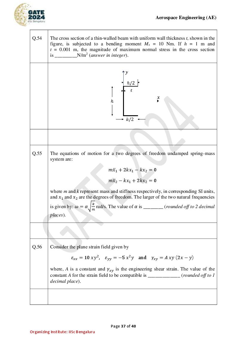 GATE 2024 Question Papers PDF with Answer Keys (38 Papers)