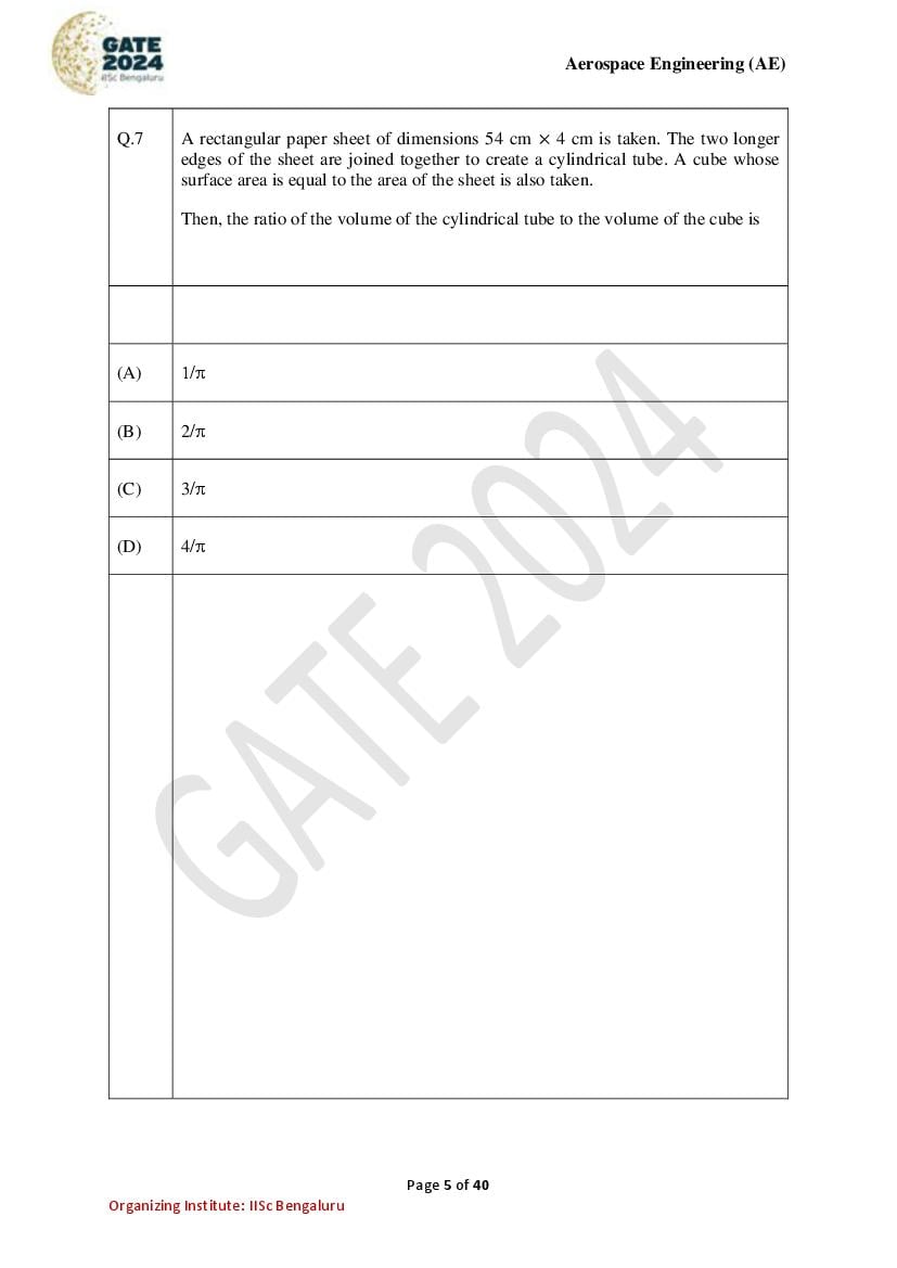 GATE 2024 Question Papers PDF with Answer Keys (38 Papers)