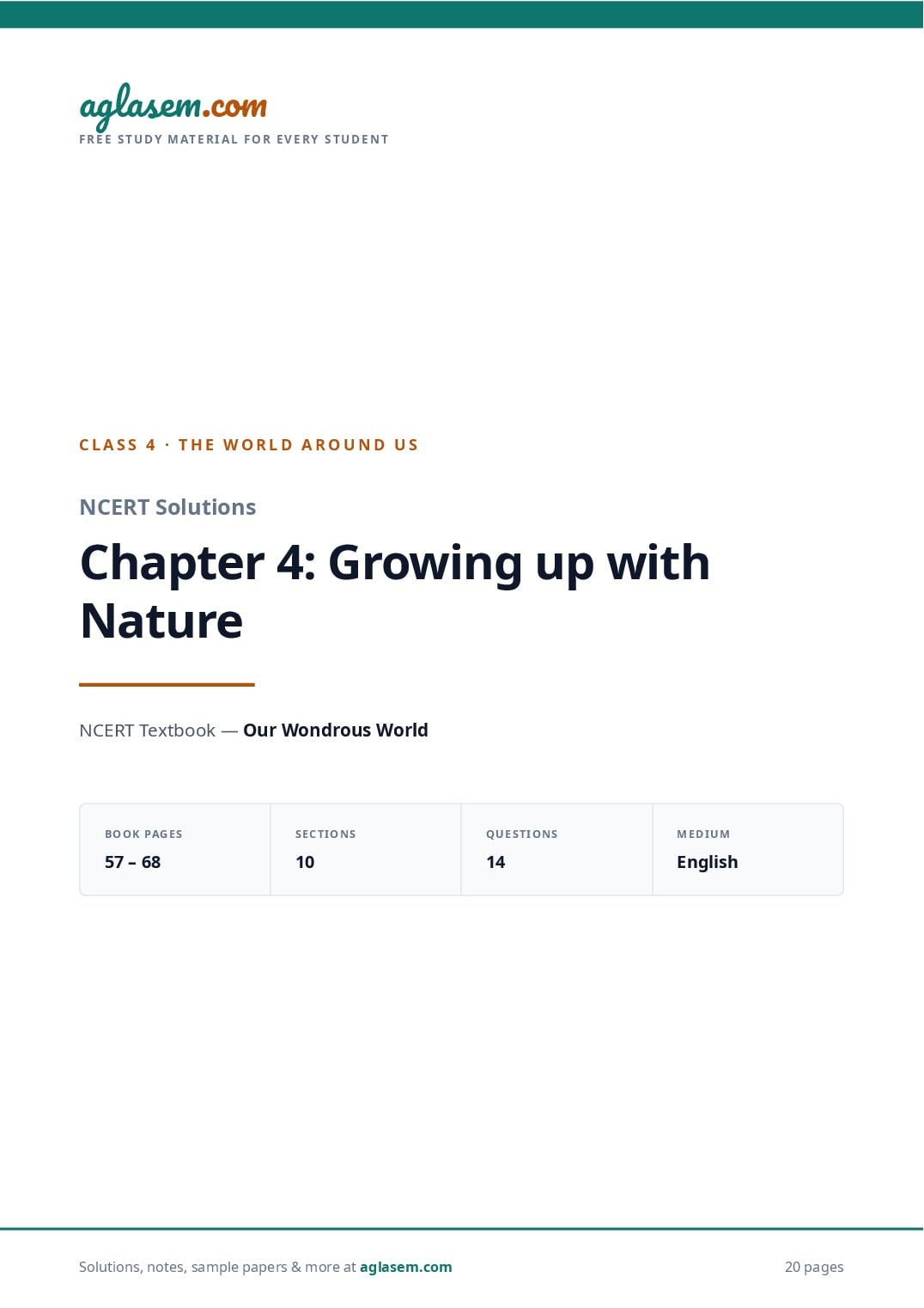 NCERT Solutions Class 4 The World Around Us Chapter 4 Growing Up with Nature - Page 1 of 21