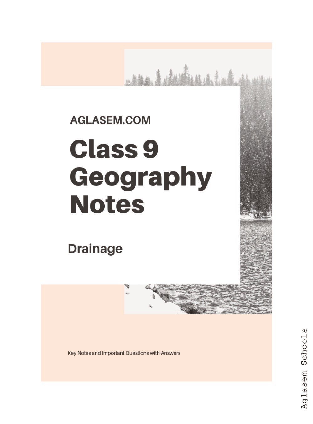 Class 9 Social Science Geography Notes for Drainage - Page 1