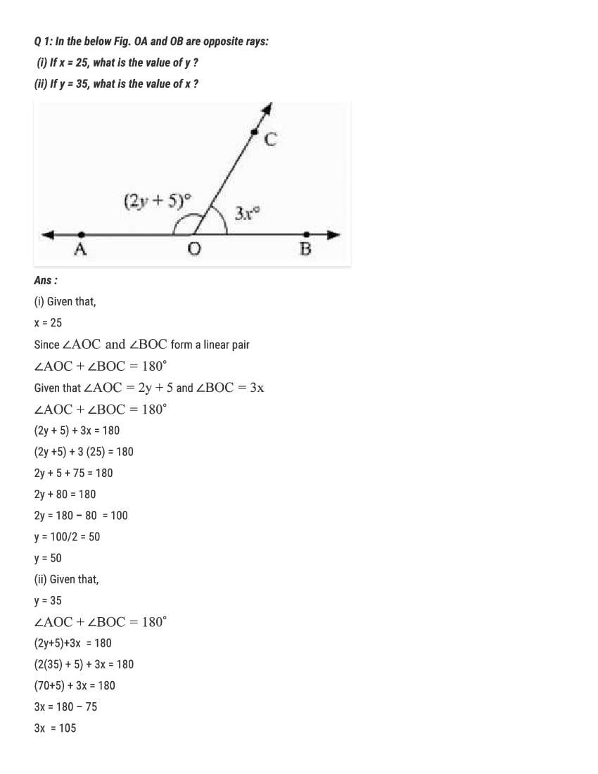 RD Sharma Solutions Class 9 Chapter 8 Lines and And Angles Excercise 8.2 - Page 1