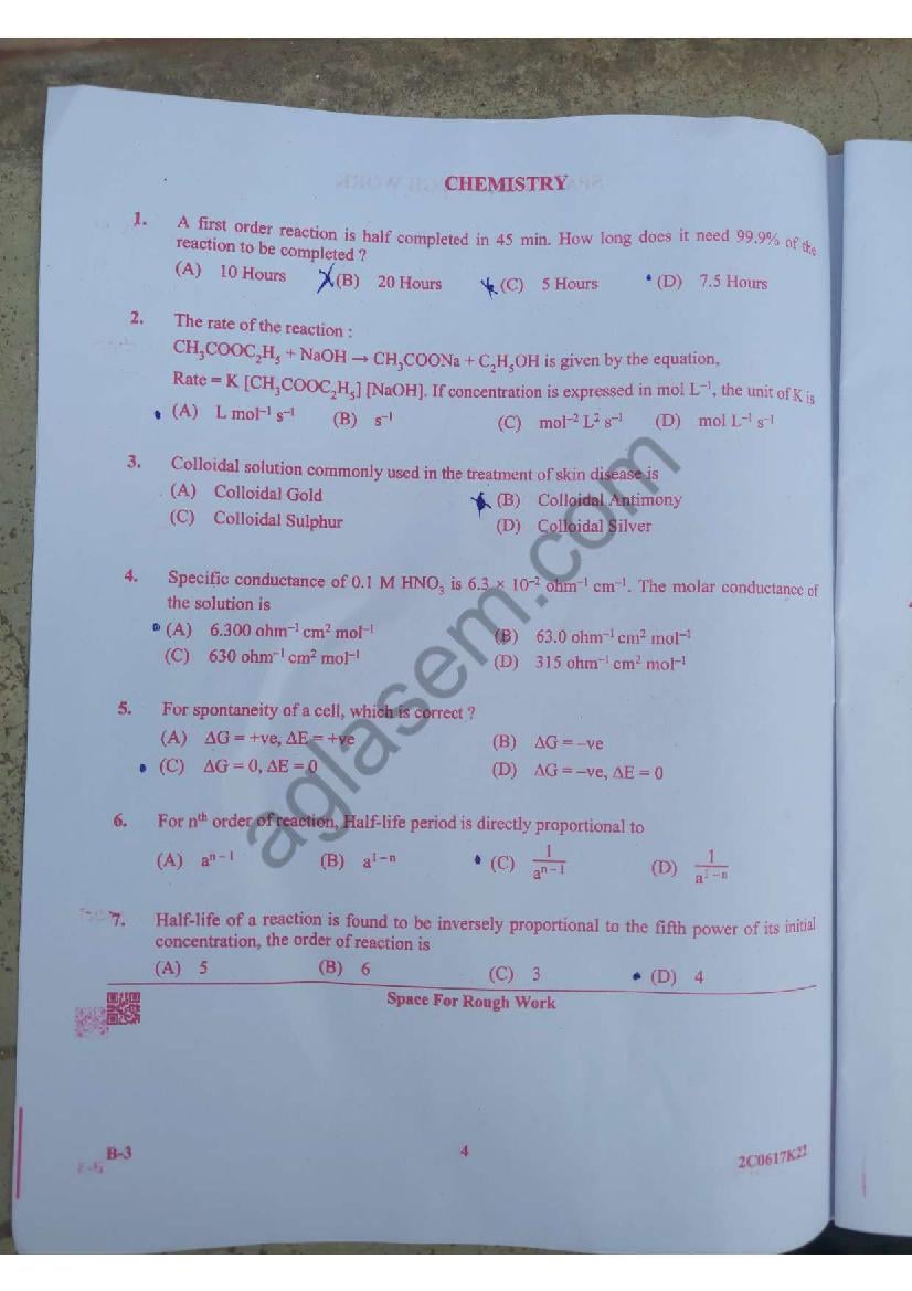 KCET 2022 Question Paper of Chemistry - Page 1