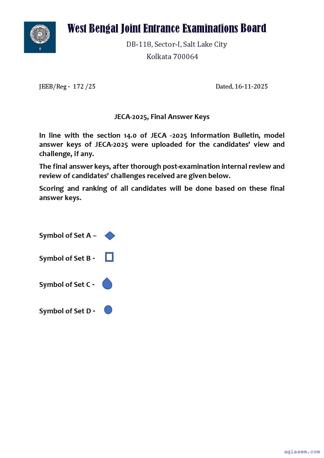 JECA 2025 Answer Key - Page 1 of 4