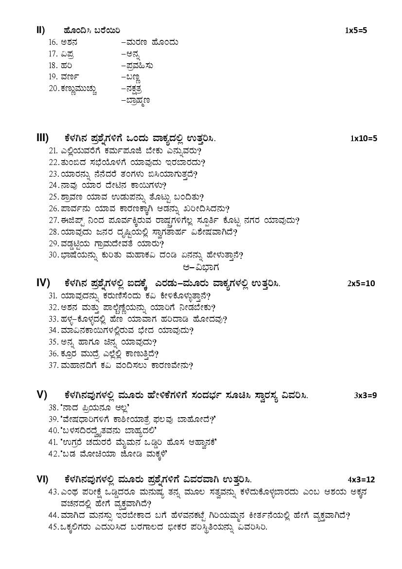 Karnataka 1st PUC Kannada Optional Model Question Paper 2023 (PDF)