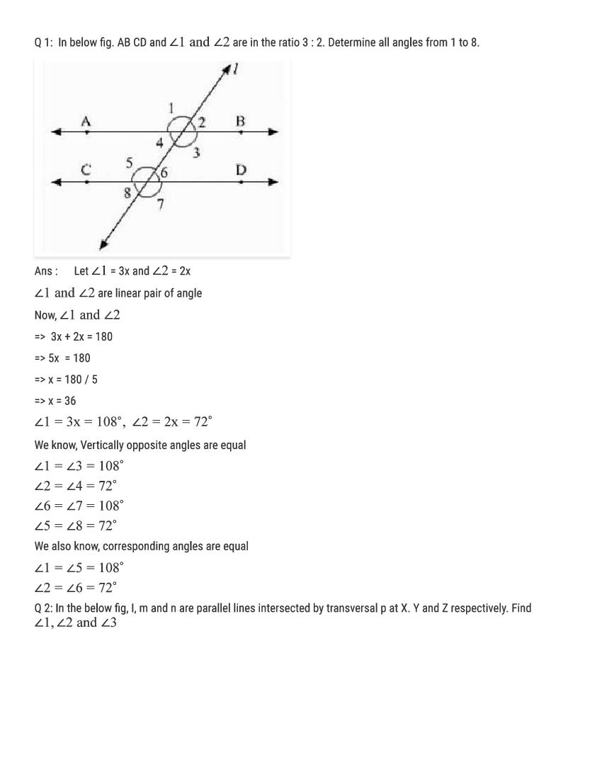 RD Sharma Solutions Class 9 Chapter 8 Lines and And Angles Excercise 8.4 - Page 1