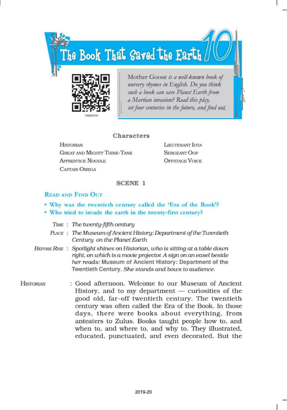NCERT Book Class 10 English (Foot Prints Without feet) Chapter 10 The Book That Saved The Earth - Page 1