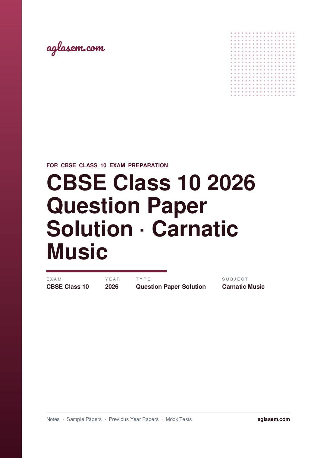 CBSE Class 10 Question Paper 2026 Solution Carnatic Music - Page 1 of 12