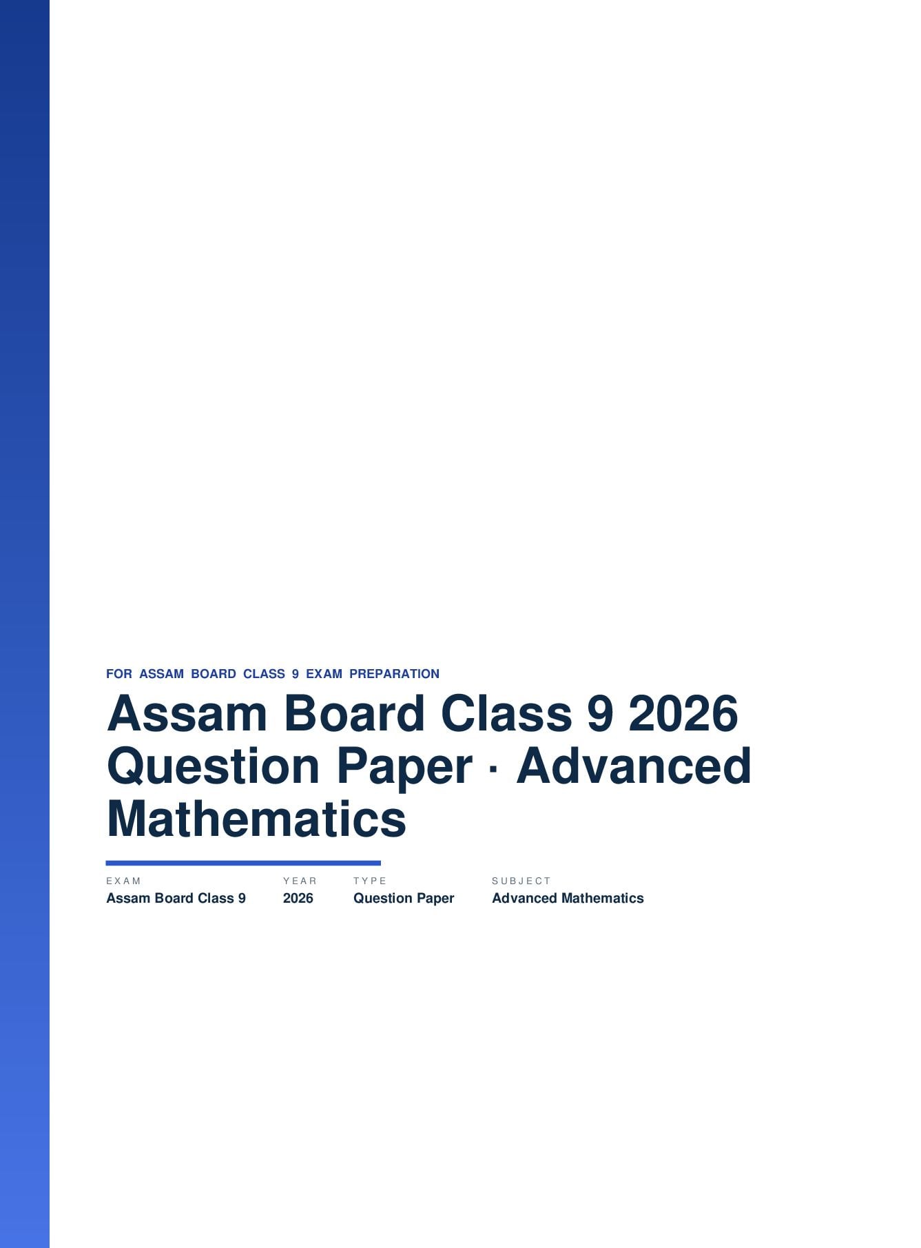 Assam Board Class 9 Question Paper 2026 Advanced Mathematics - Page 1 of 6