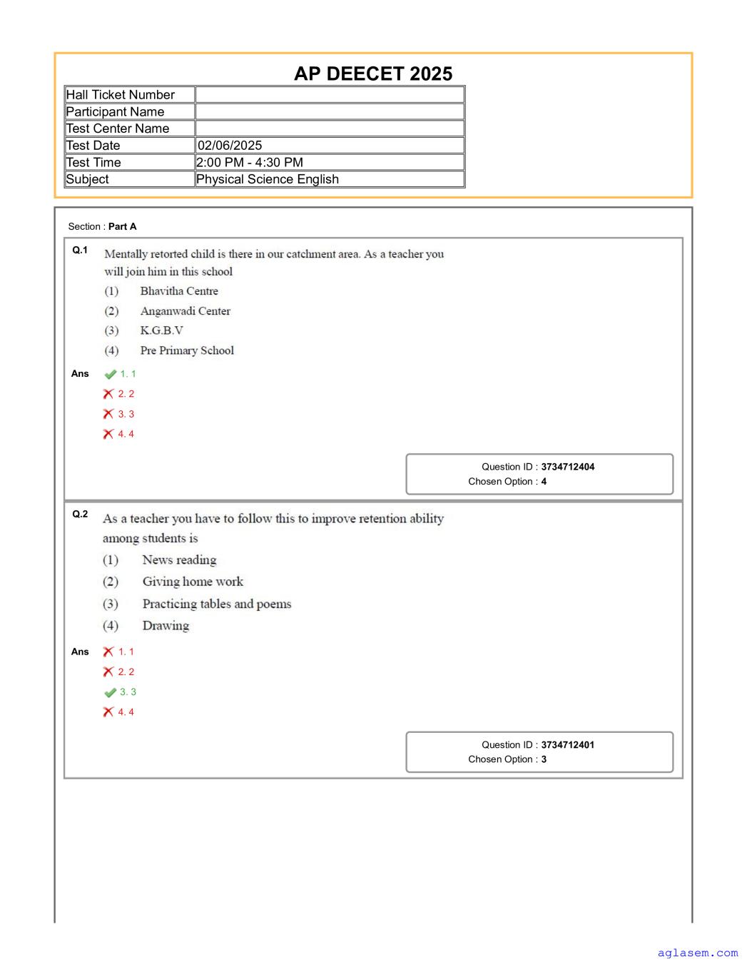 AP DEECET 2025 Question Paper for Physical Science - Page 1 of 40