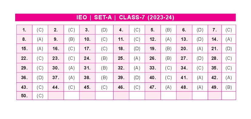 SOF IEO 2024 Answer Key Set A Class 7 - Page 1