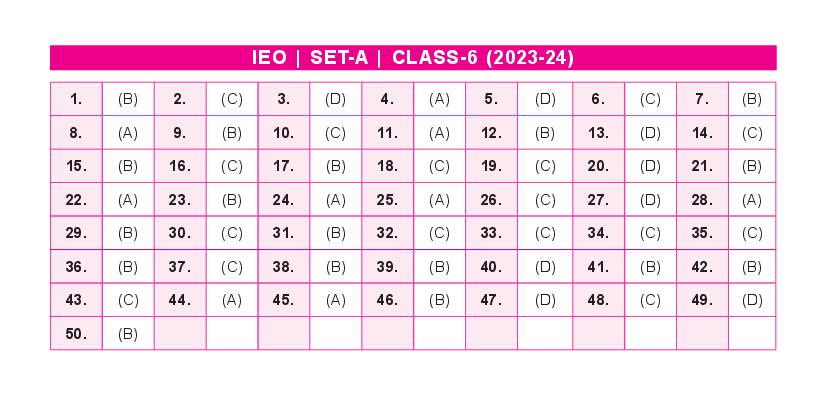 SOF IEO 2024 Answer Key Set A Class 6 - Page 1