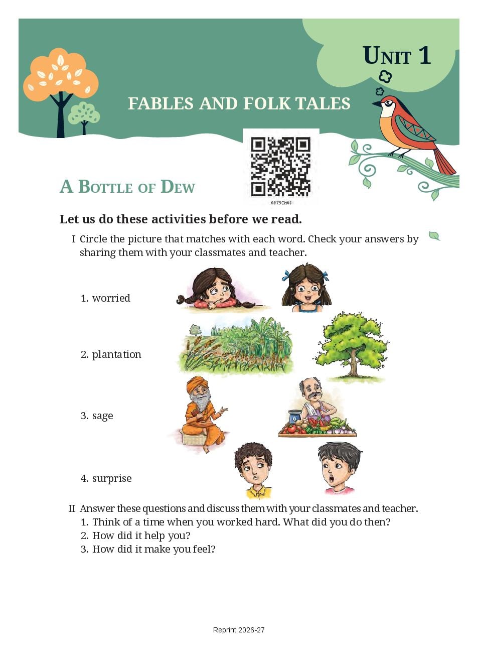 NCERT Book Class 6 English (Poorvi) Chapter 1 A Bottle of Dew - Page 1 of 38