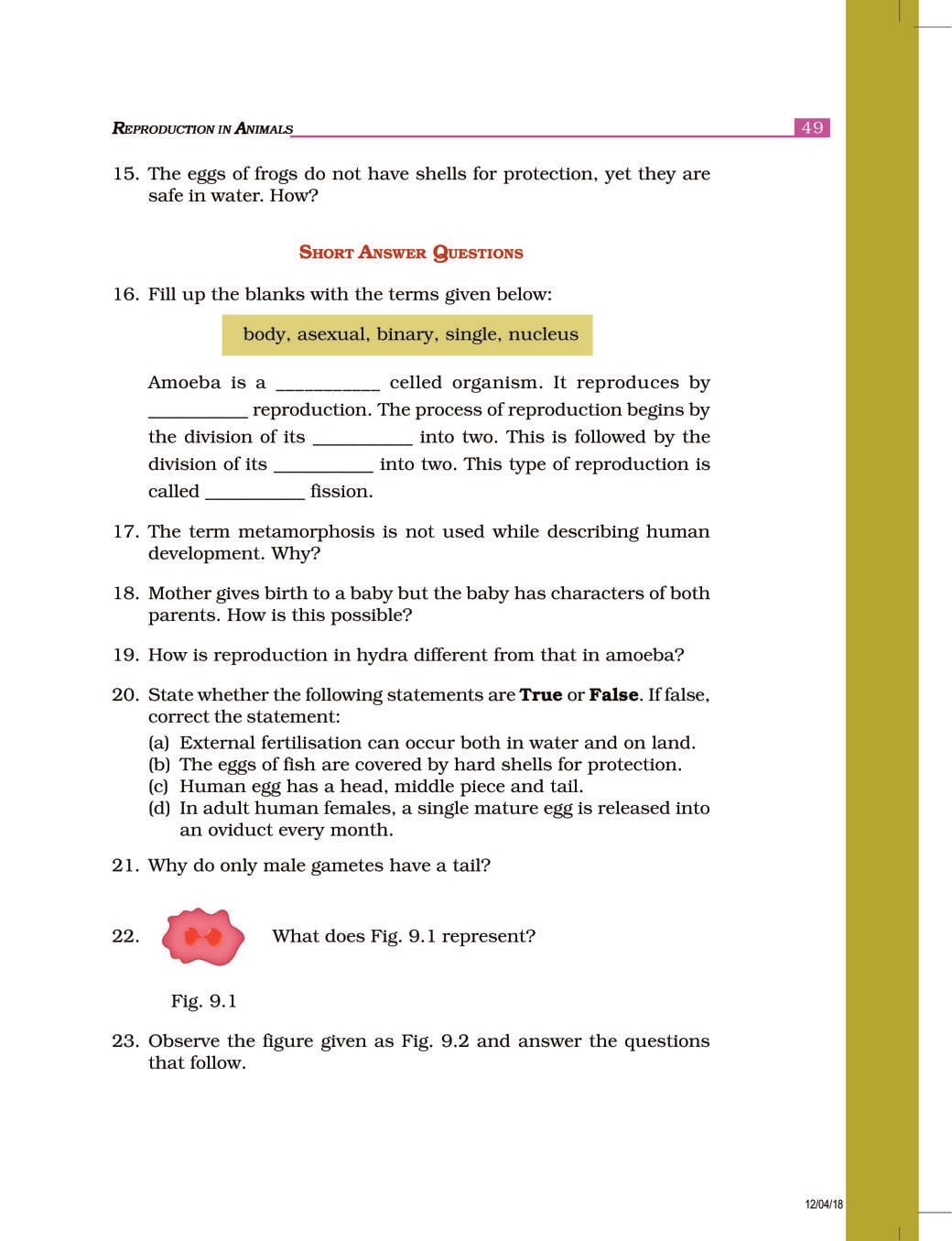 Ncert Book Class 8 Science Chapter 9 Reproduction In Animals Aglasem