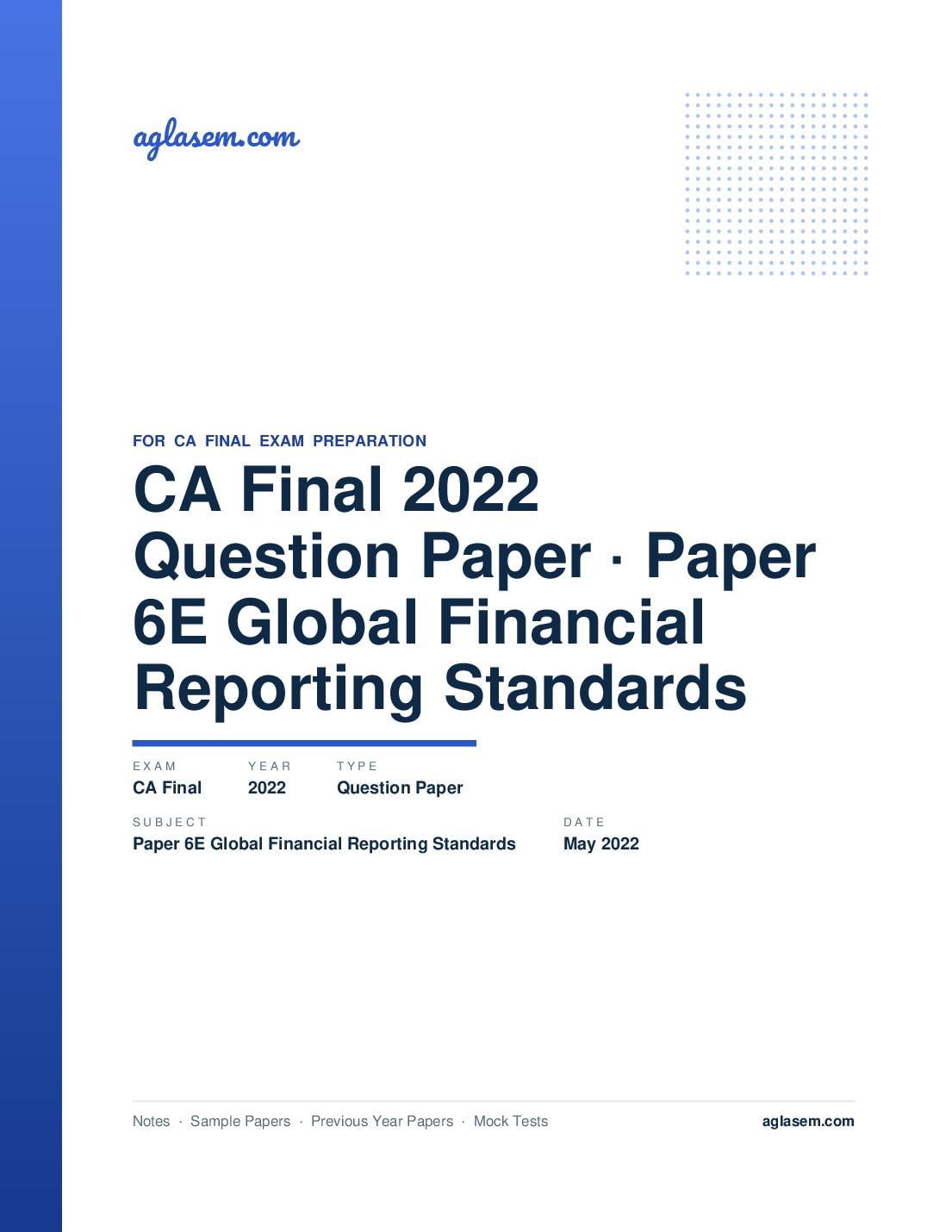 CA Final May 2022 Question Paper Paper 6E Global Financial Reporting Standards - Page 1 of 32