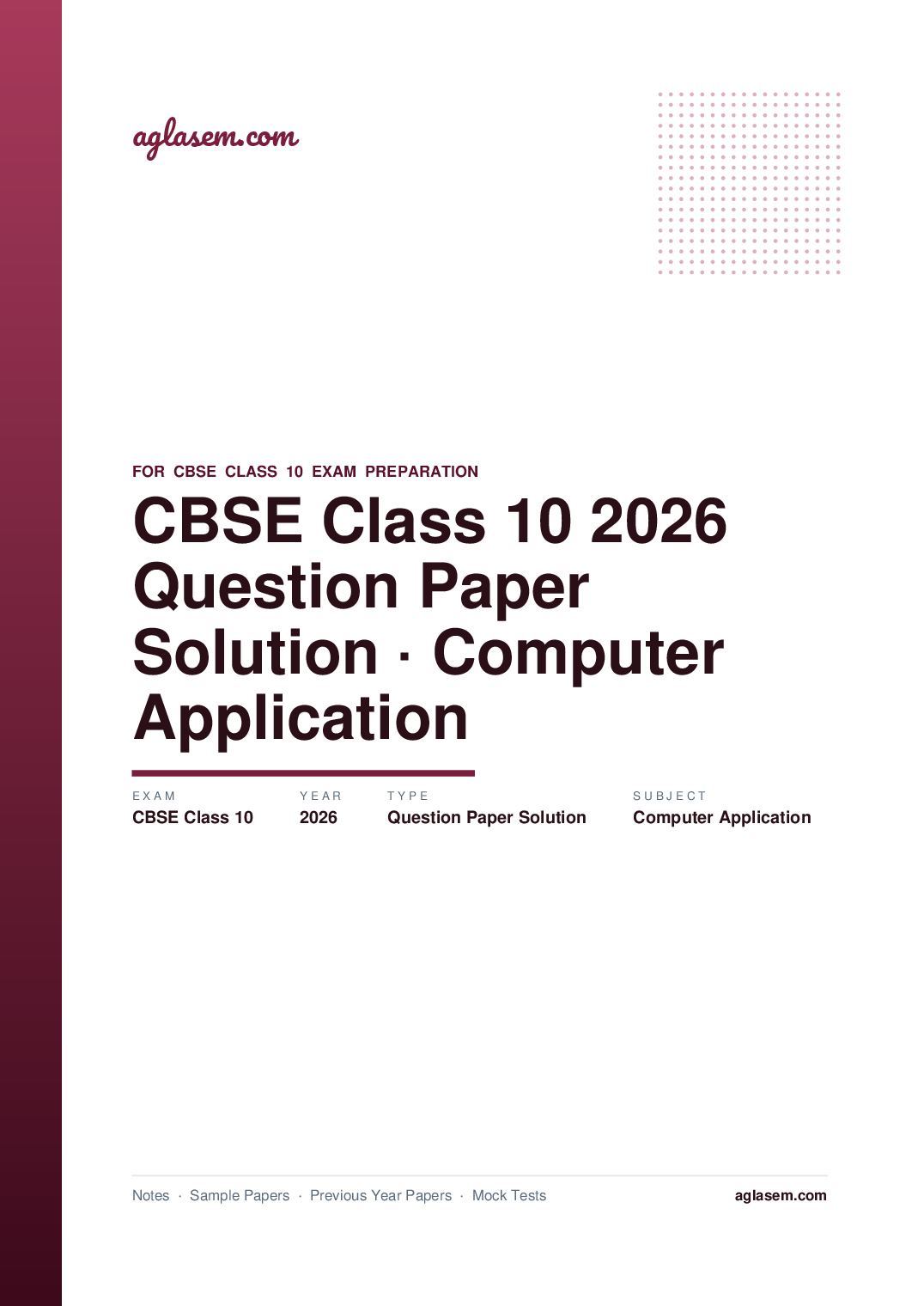 CBSE Class 10 Question Paper 2026 Solution Computer Application - Page 1 of 17