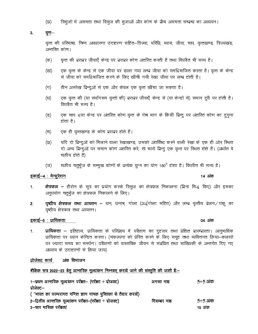 UP Board Syllabus 2023 Class 9 Maths– UPMSP Syllabus Download PDF