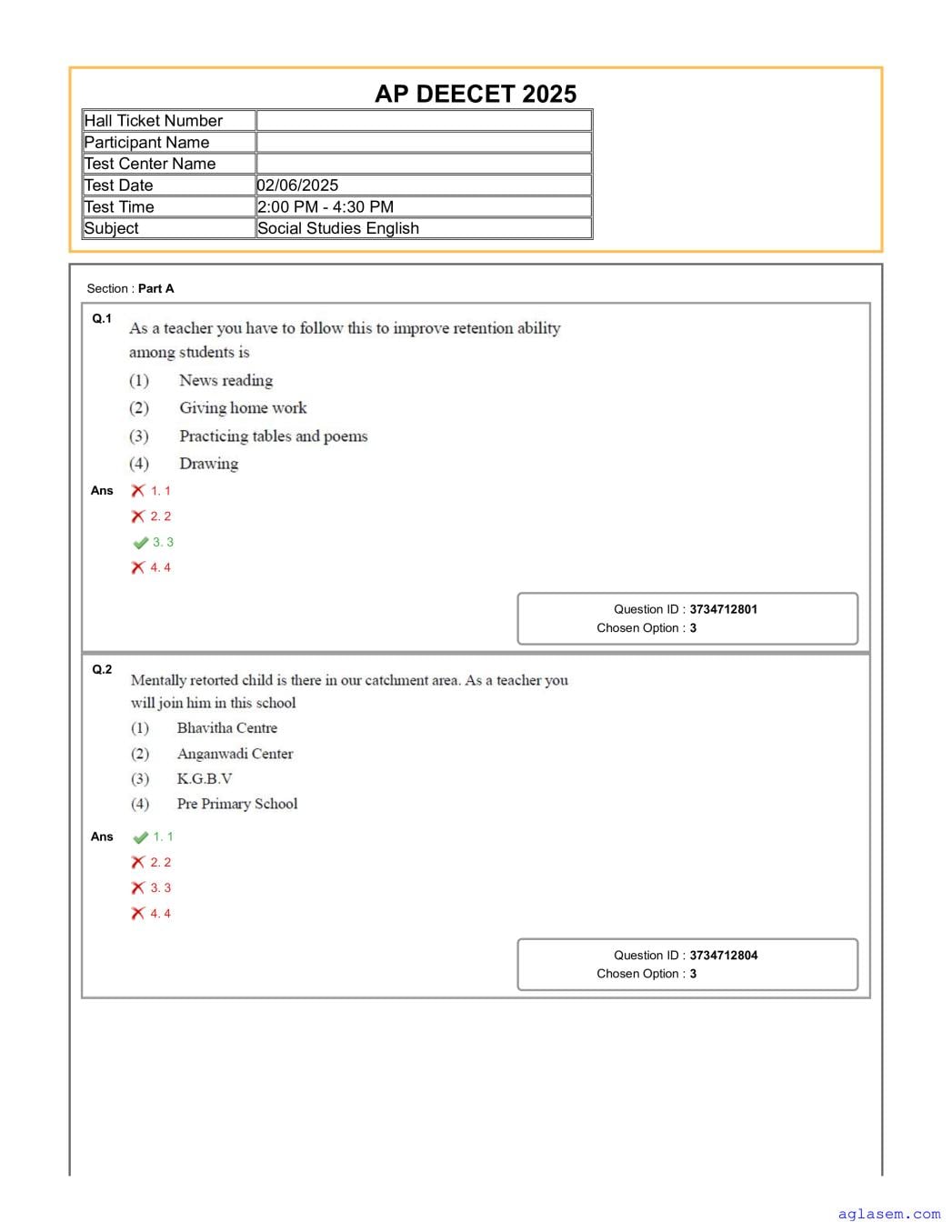 AP DEECET 2025 Question Paper for Social Studies - Page 1 of 38