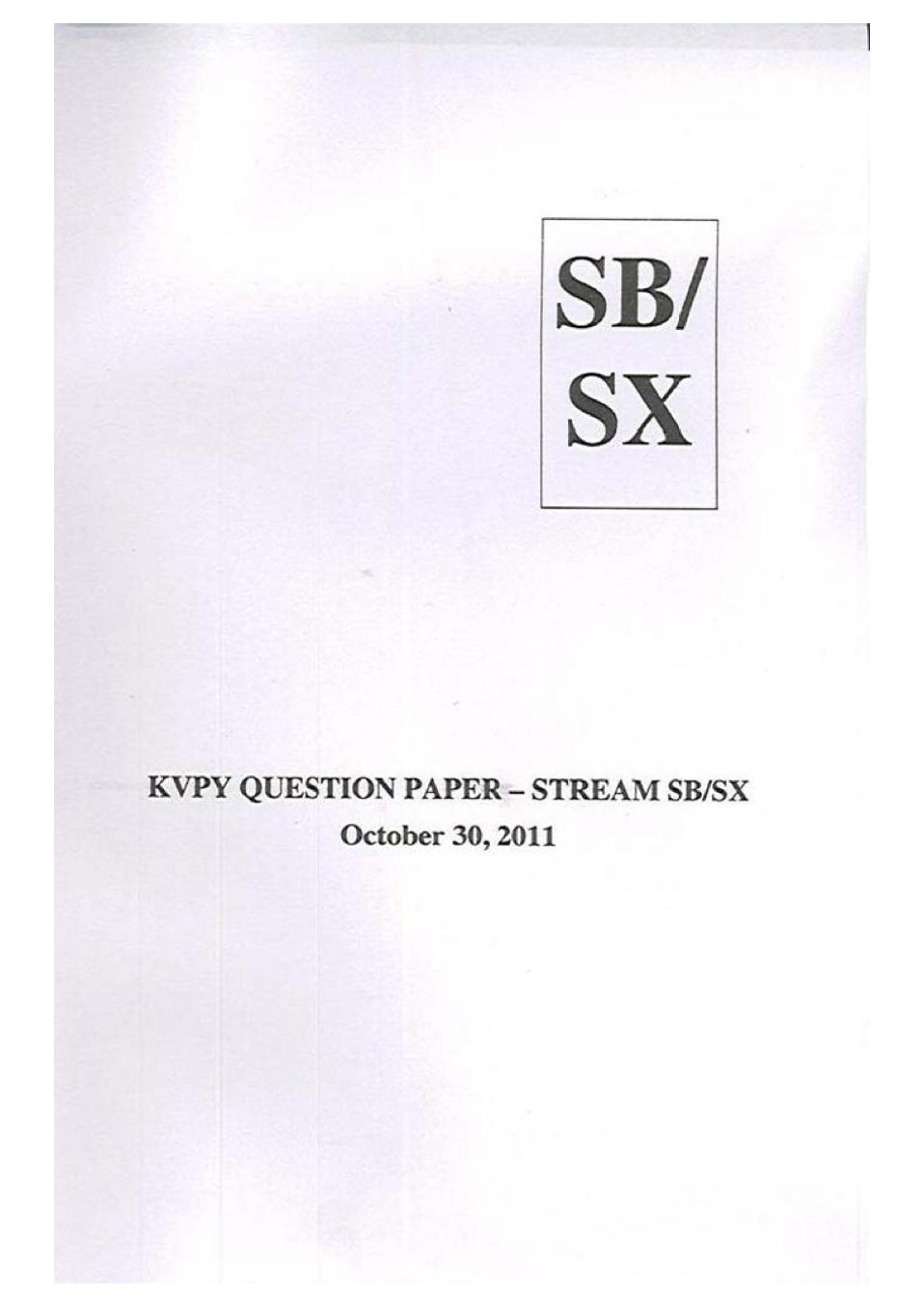 KVPY 2011 Question Paper with Answer Key for SB/SX Stream - Page 1