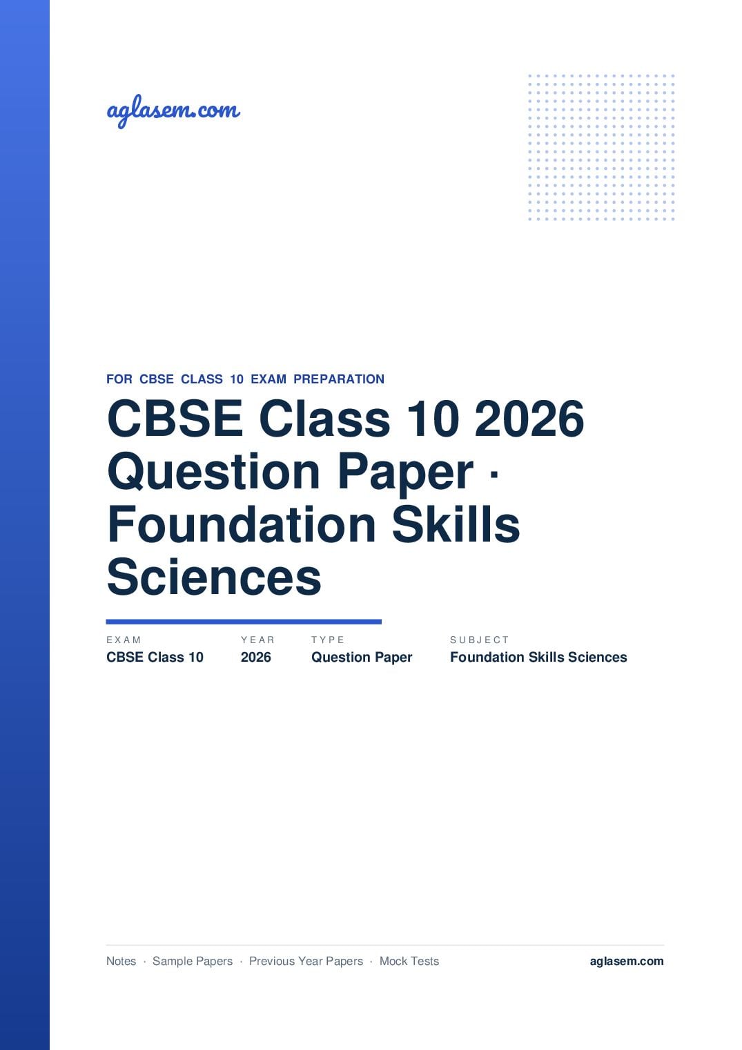 CBSE Class 10 Question Paper 2026 Foundation Skills for Sciences - Page 1 of 17