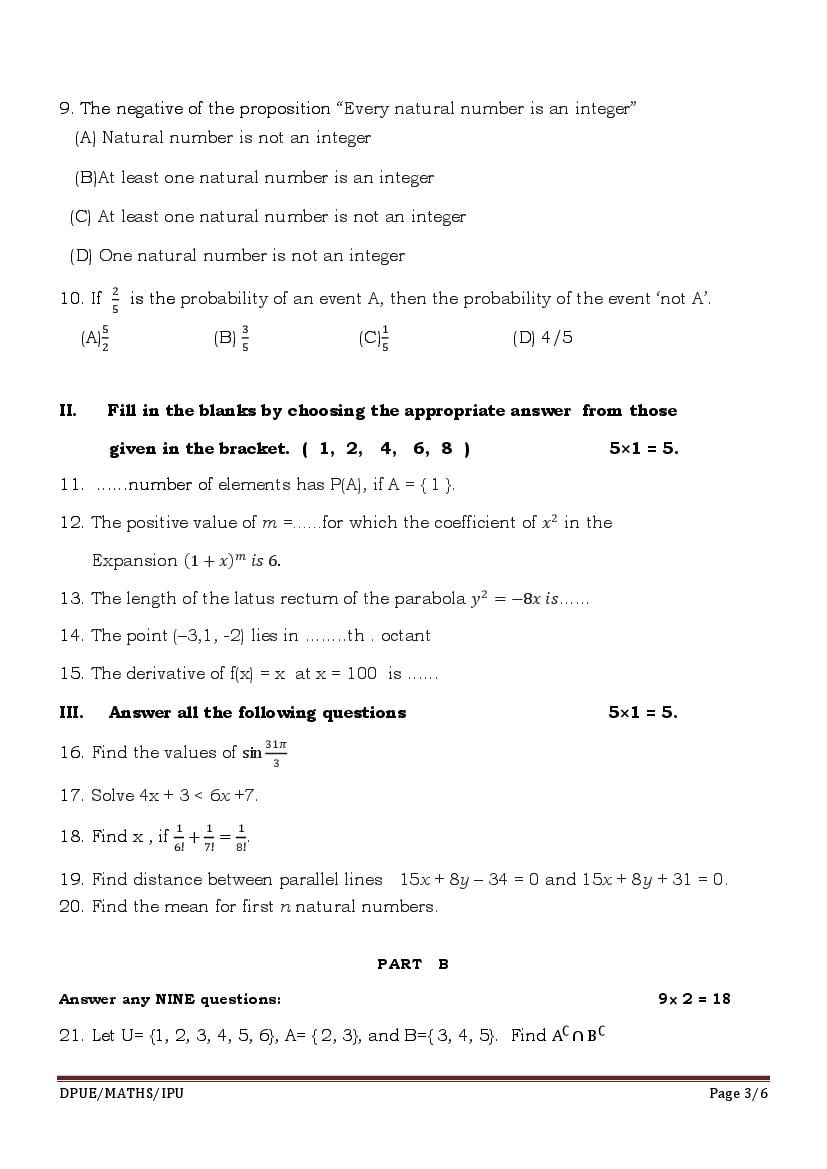 Karnataka 1st Puc Maths Model Question Paper 2023 Pdf