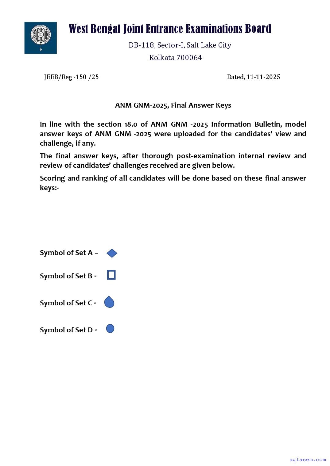 WB ANM GNM 2025 Answer Keys - Page 1 of 4