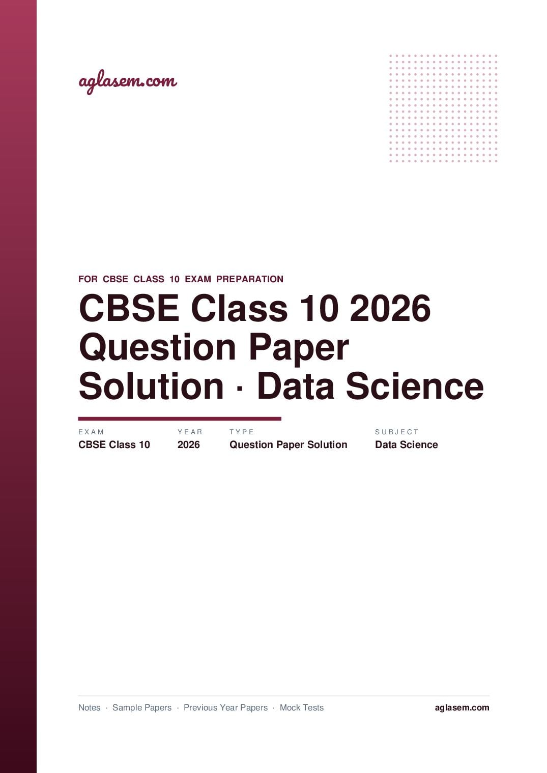 CBSE Class 10 Question Paper 2026 Solution Data Science - Page 1 of 13