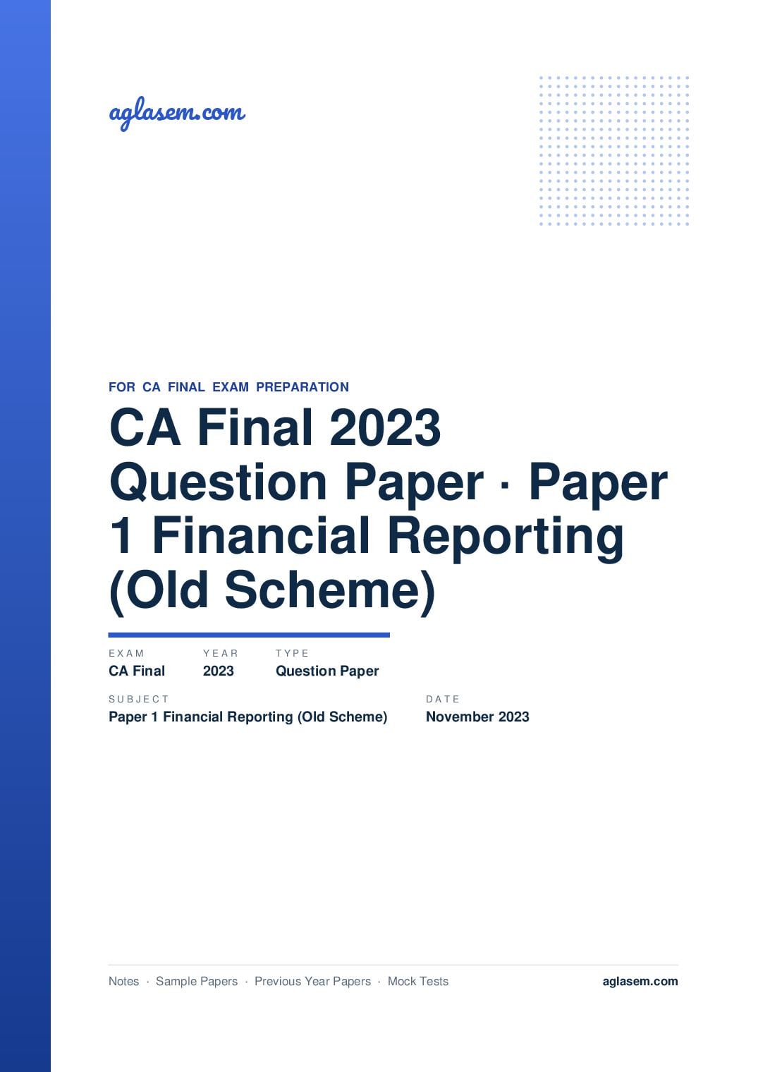 CA Final 2023 Question Papers PDF with Suggested Answers (May, November)