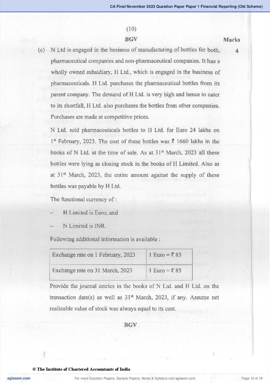 CA Final 2023 Question Papers PDF with Suggested Answers (May, November)