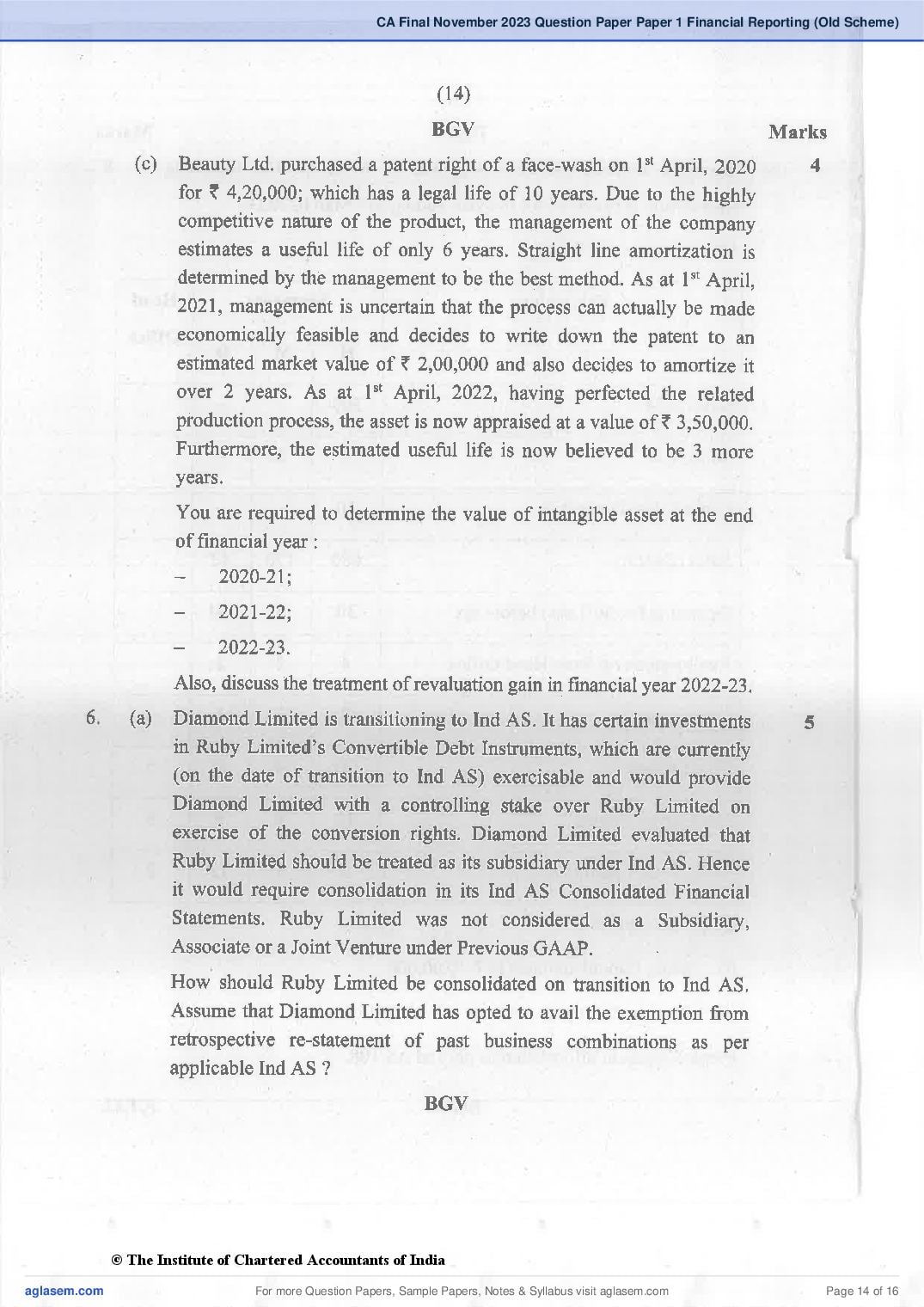 CA Final 2023 Question Papers PDF with Suggested Answers (May, November)