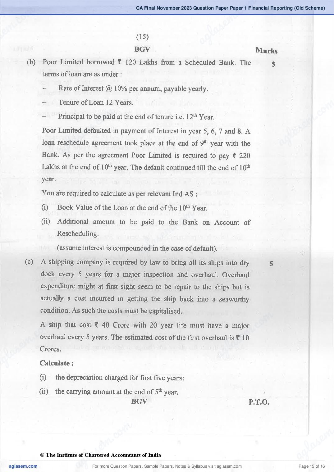 CA Final 2023 Question Papers PDF with Suggested Answers (May, November)