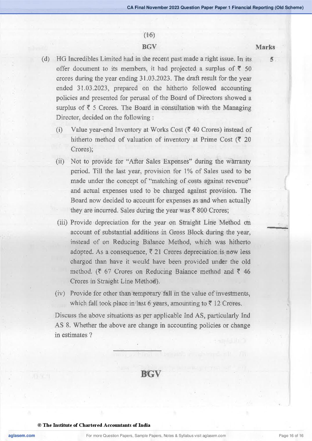 CA Final 2023 Question Papers PDF with Suggested Answers (May, November)