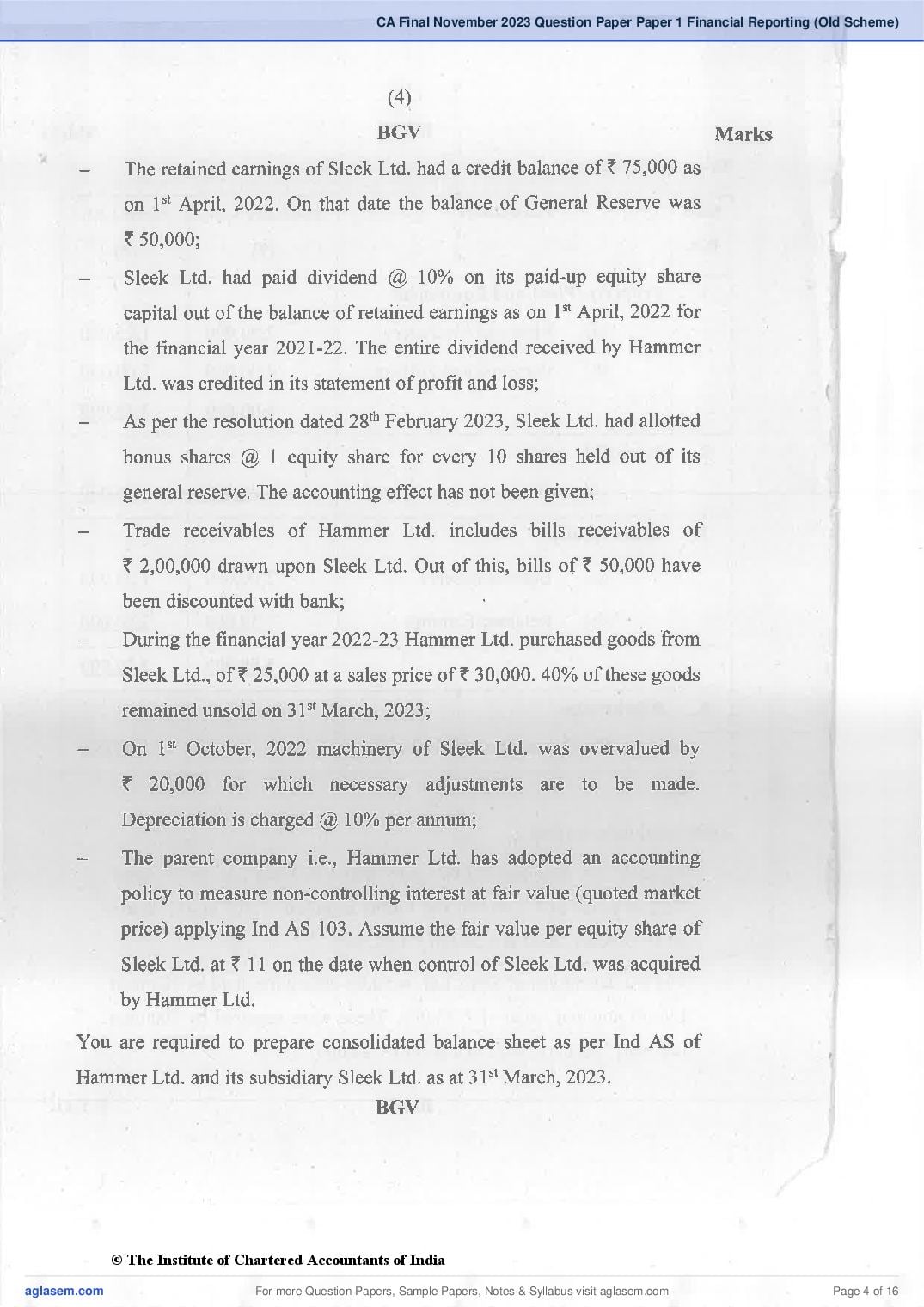 CA Final 2023 Question Papers PDF with Suggested Answers (May, November)