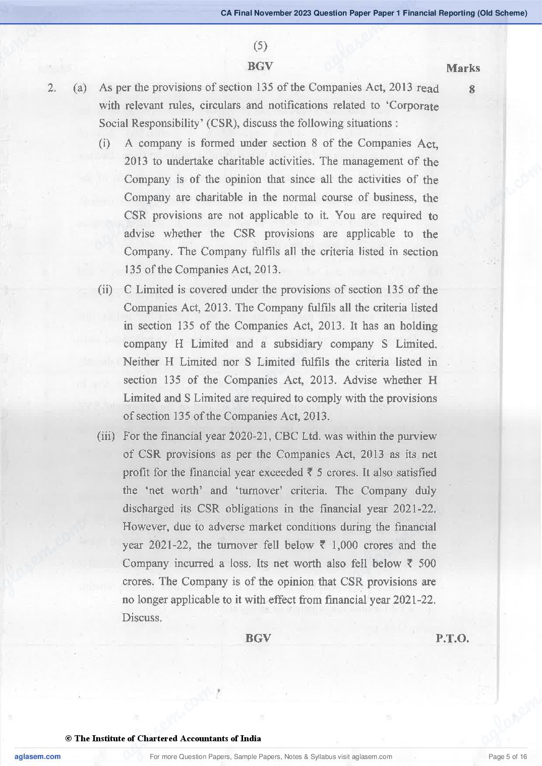 CA Final 2023 Question Papers PDF with Suggested Answers (May, November)