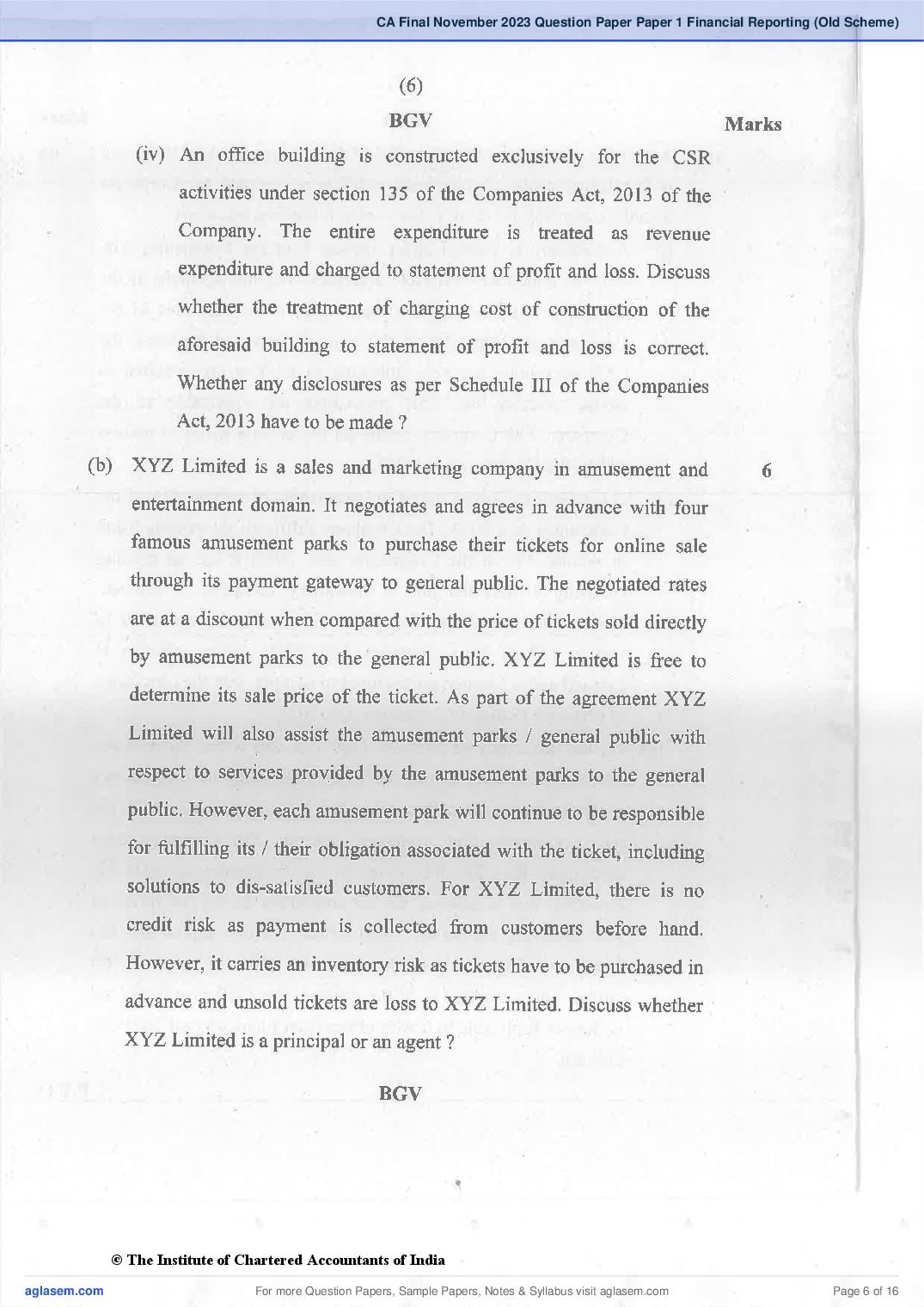 CA Final 2023 Question Papers PDF with Suggested Answers (May, November)