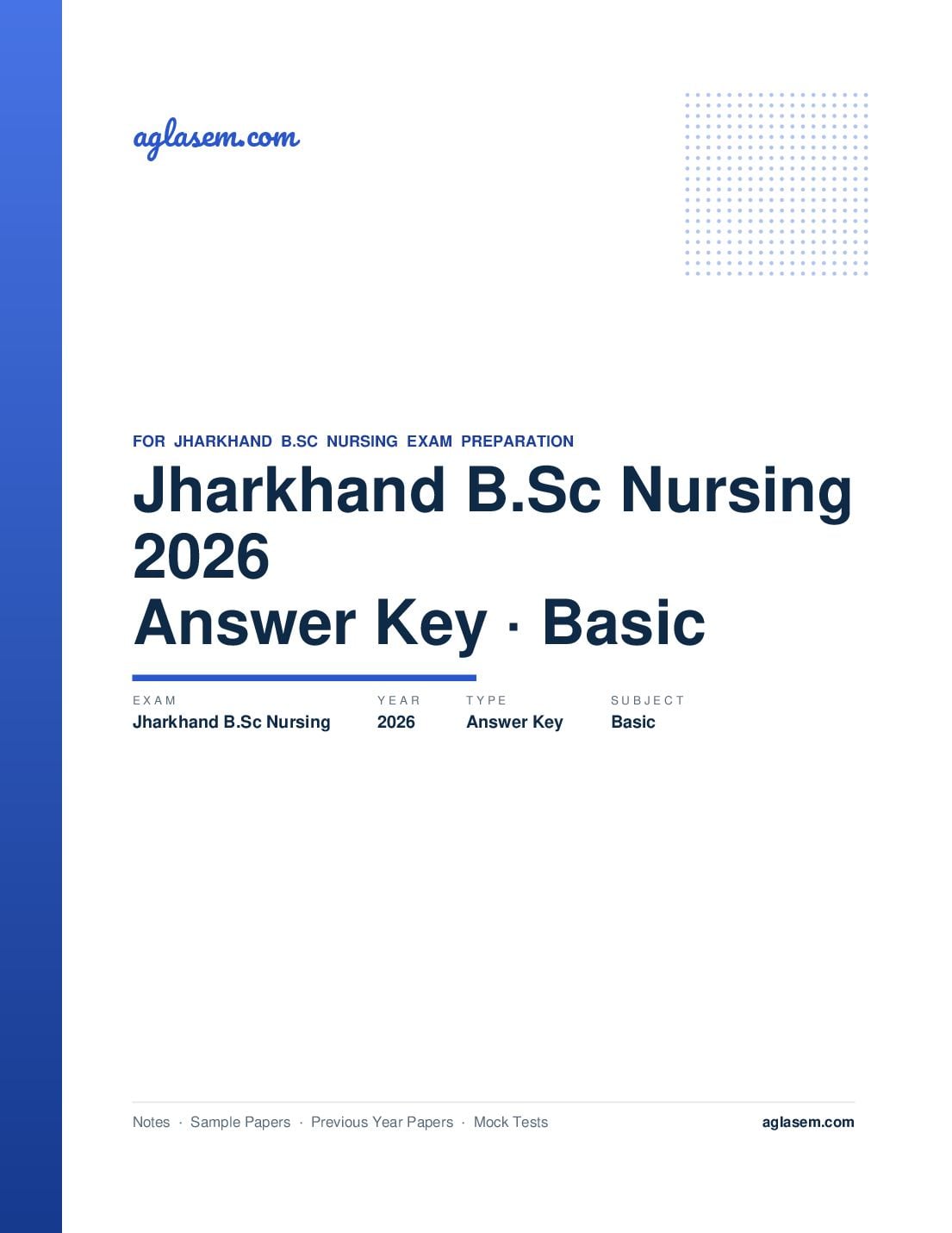 Jharkhand B.Sc Nursing 2026 Answer Key Basic - Page 1 of 5