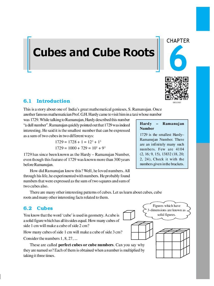 NCERT Book Class 8 Maths Chapter 6 Cubes and Cube Roots - Page 1