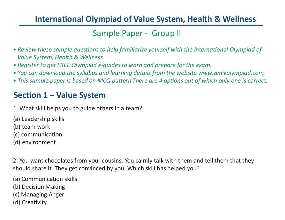 Zenik-Olympiad-Sample Paper - Page 1