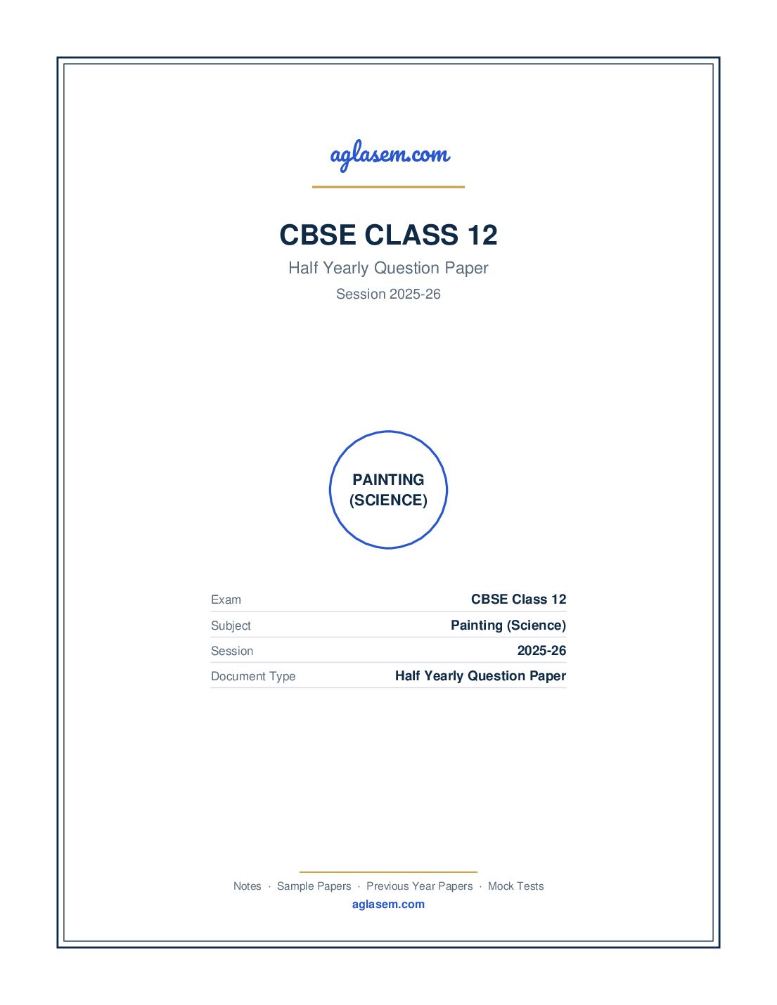 Class 12 Half Yearly Question Paper 2025-26 Painting (Science) - Page 1 of 3