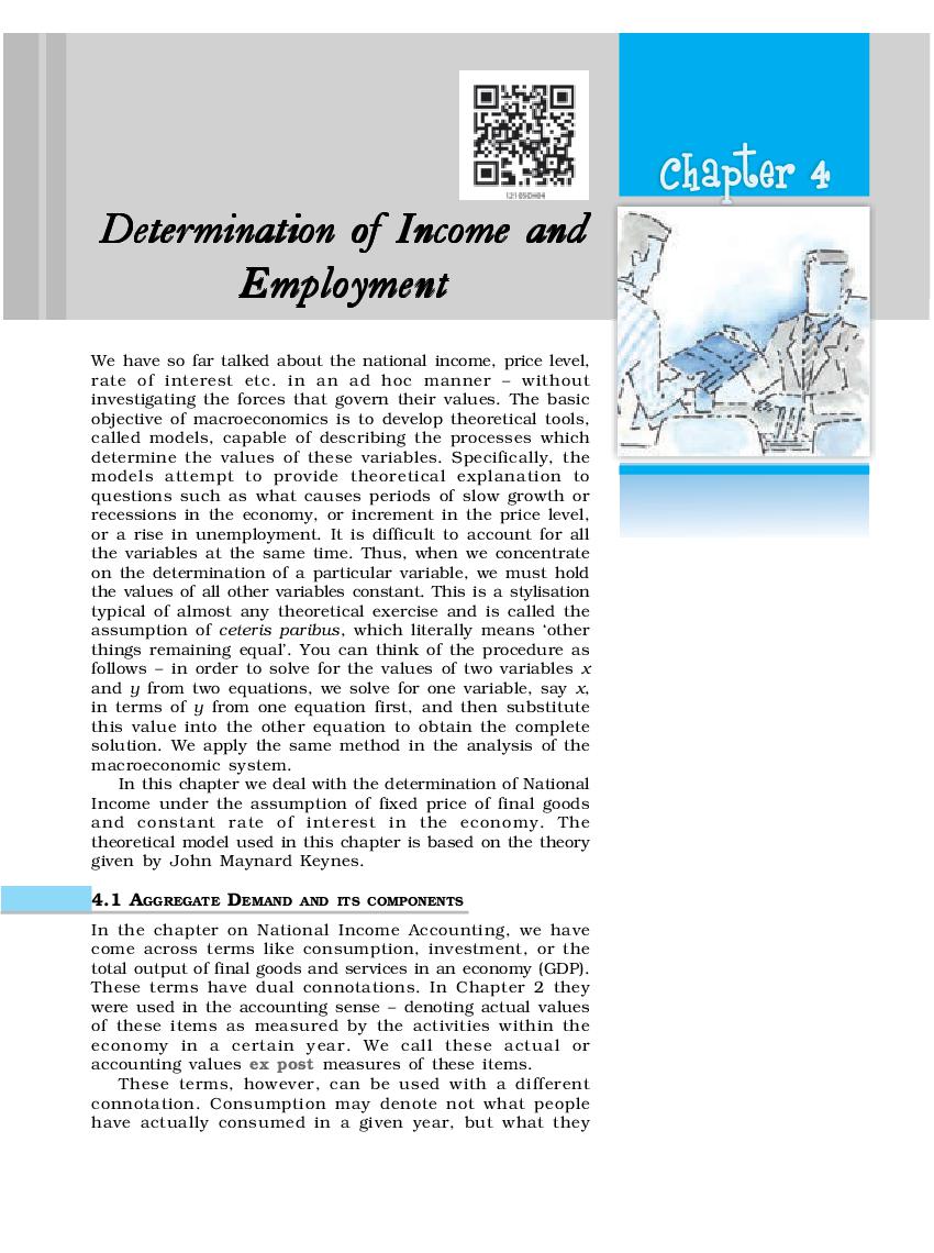 NCERT Book Class 12 Economics (Macroeconomics) Chapter 4 Determination Of Income and Employment - Page 1