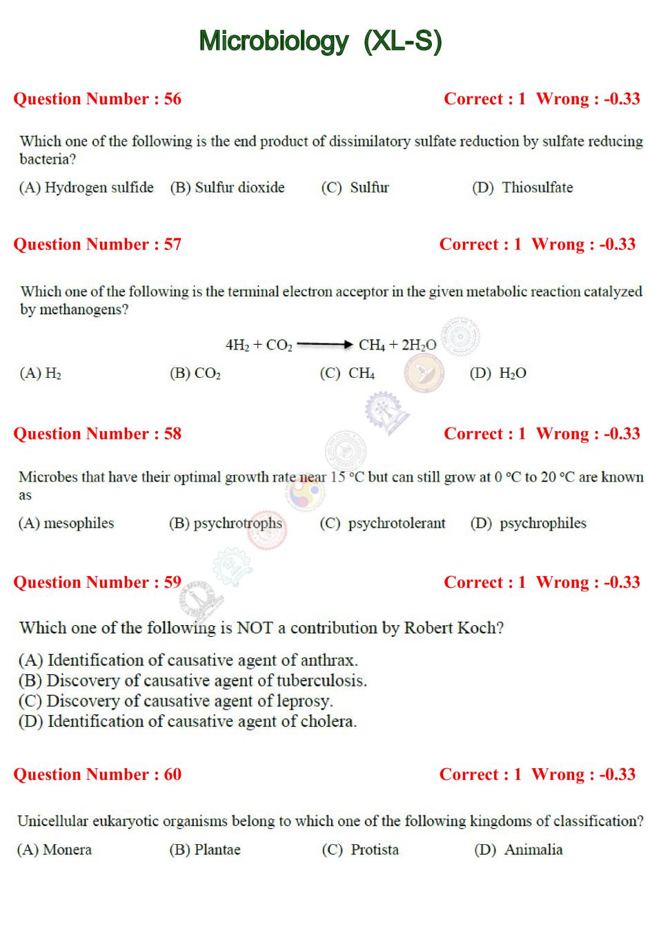 GATE 2017 Microbiology (XL-S) Question Paper with Answer - Page 1